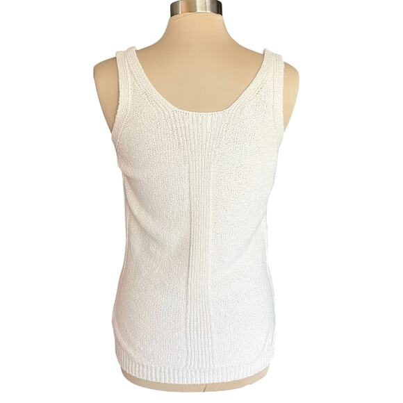 Sigrid Olsen Knit Sweater Tank Cream MED Quiet Luxury Old Money Minimalist Beach - Picture 5 of 8